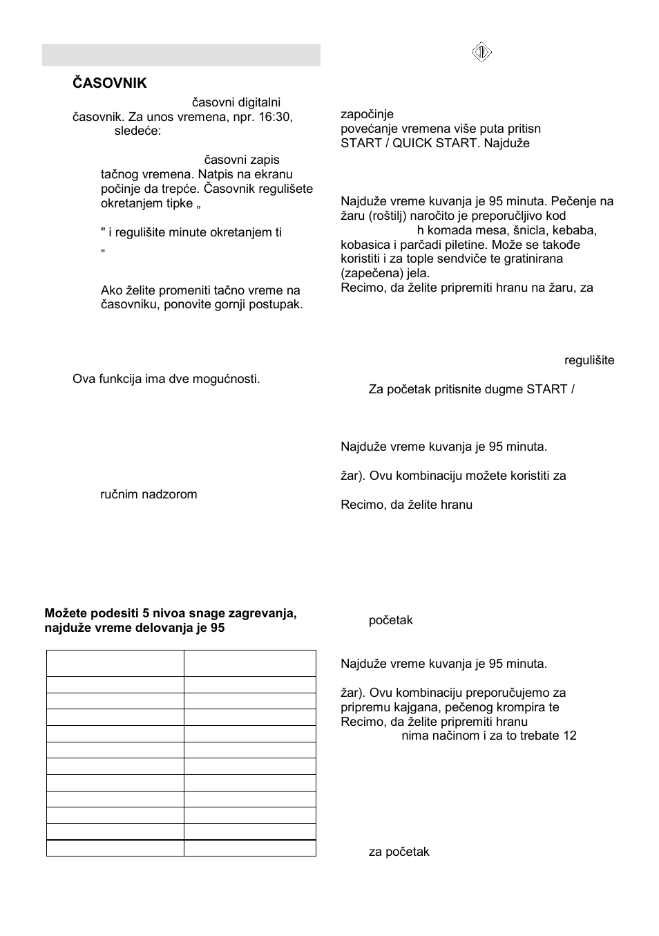 Uputstva za rukovanje | Gorenje MO-20 DGE User Manual | Page 23 / 101