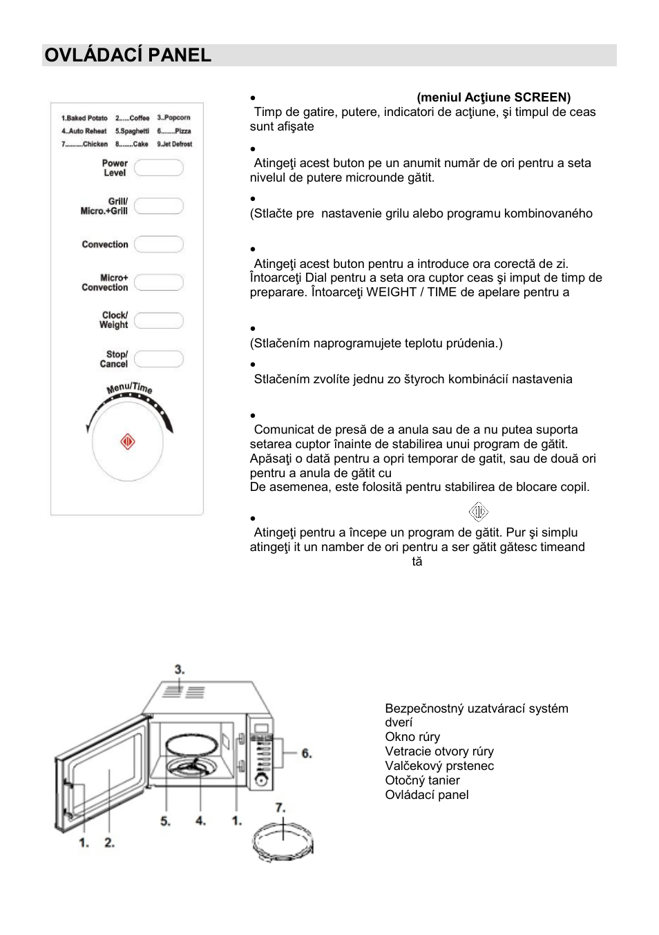 Ovládací panel | Gorenje MO-20 DGE User Manual | Page 73 / 101