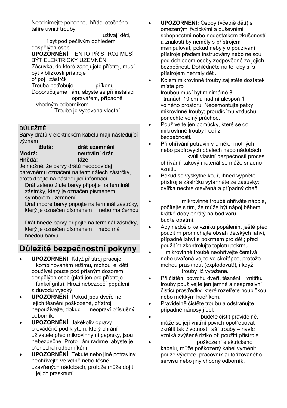 Důleņité bezpeĉnostní pokyny | Gorenje MO-20 DGE User Manual | Page 79 / 101