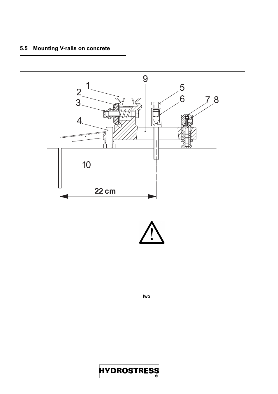 5 mounting v-rails on concrete, Mounting v-rails on concrete, 22 cm | Diamond Products FZ-4S User Manual | Page 20 / 83