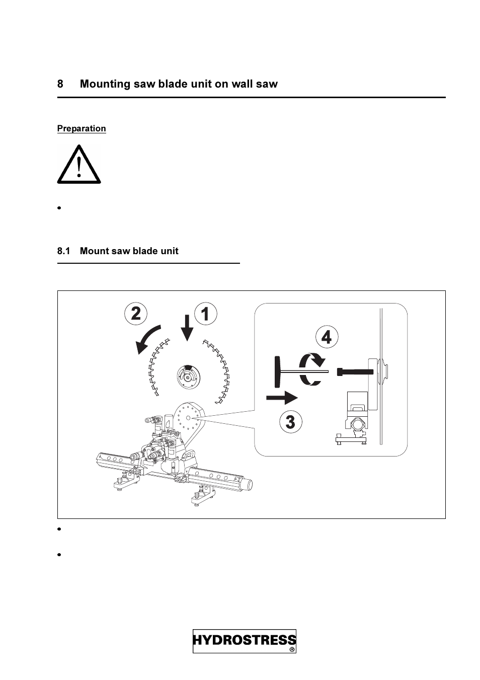 8 mounting saw blade unit on wall saw, 1 mount saw blade unit, 0rxqwlqj vdz eodgh xqlw rq | Zdoo vdz, Mount saw blade unit | Diamond Products FZ-4S User Manual | Page 27 / 83