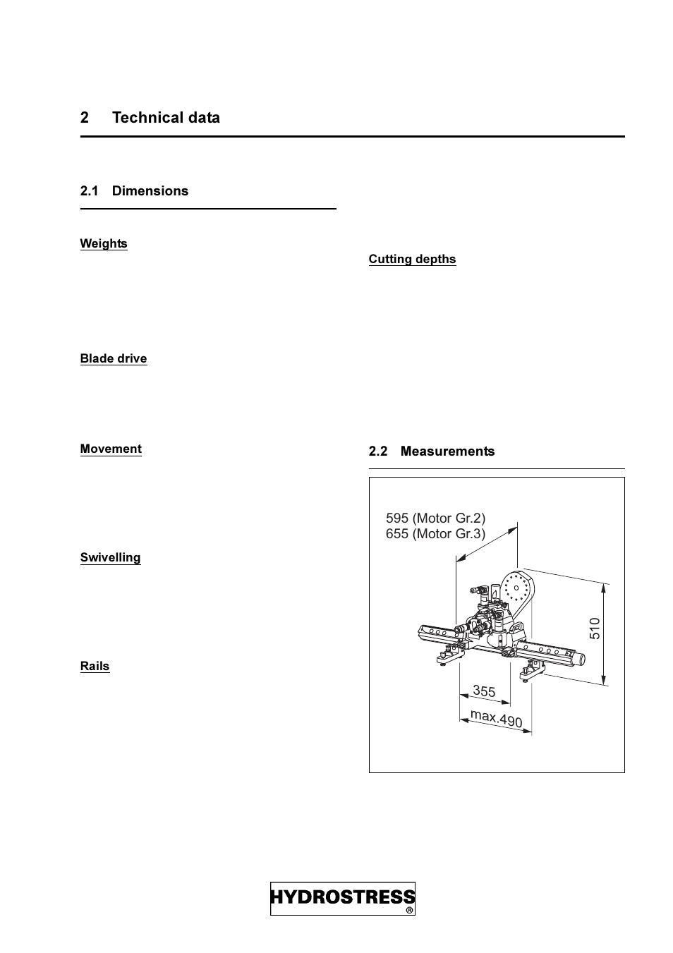 2 technical data, 1 dimensions, 2 measurements | 7hfkqlfdo gdwd, Dimensions, Measurements | Diamond Products FZ-4S User Manual | Page 9 / 83