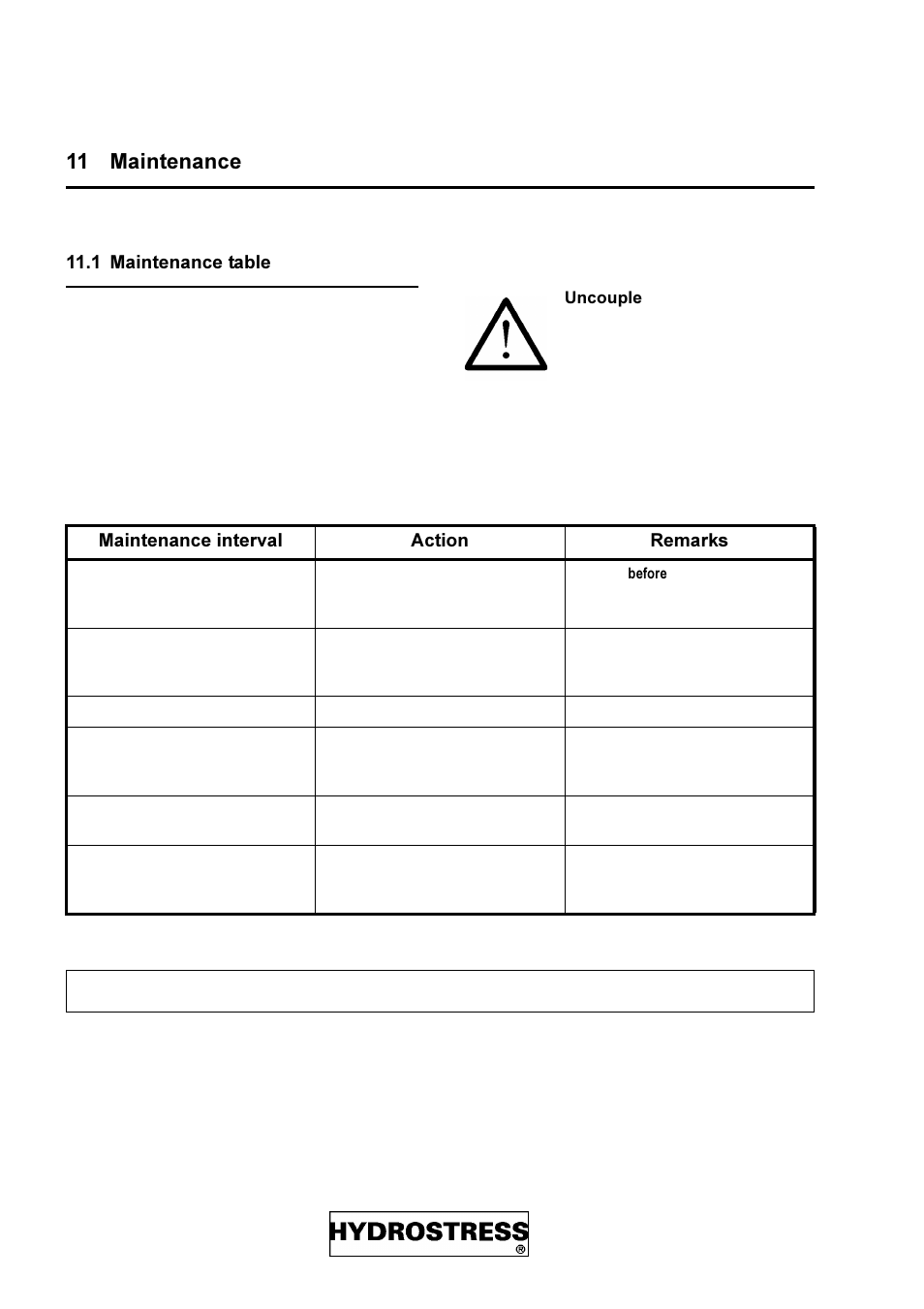 11 maintenance, 1 maintenance table, 0dlqwhqdqfh | Diamond Products DZ-S2 User Manual | Page 32 / 68