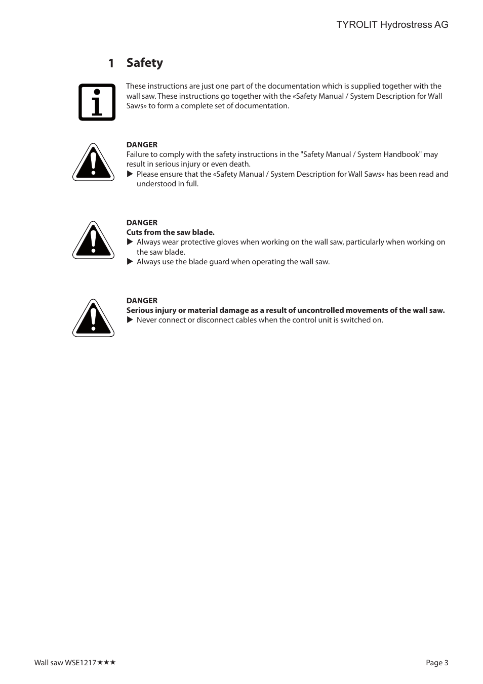 Safety | Diamond Products WSE1217 User Manual | Page 3 / 16