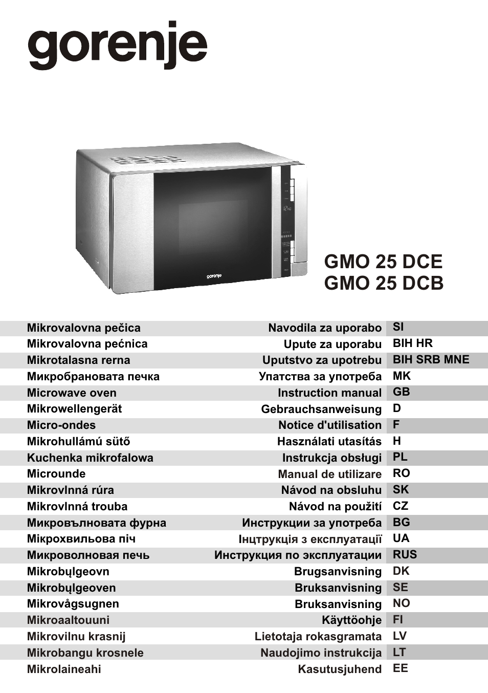 Gorenje GMO-25 DCB User Manual | 169 pages