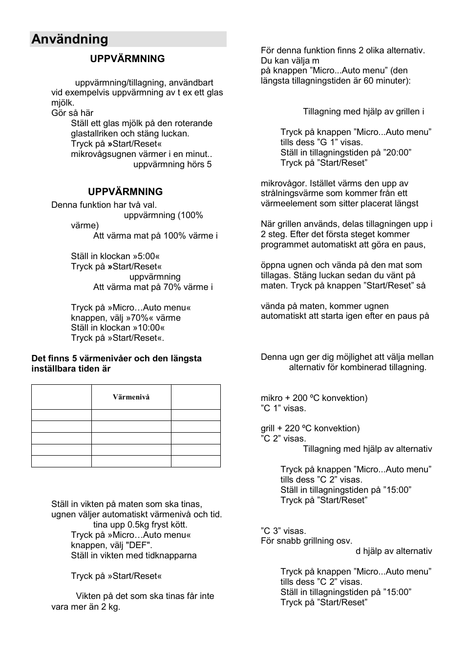 Användning, Micro | Gorenje GMO-25 DCB User Manual | Page 131 / 169