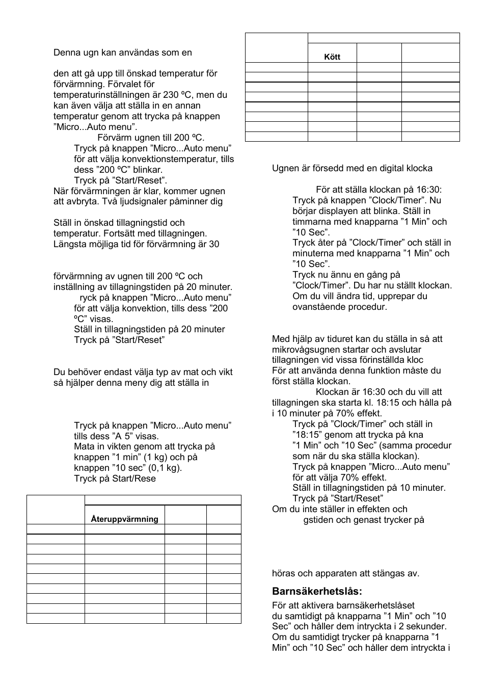 Tillagning med konvektion, Auto-meny, Klocka | Tidur, Barnsäkerhetslås | Gorenje GMO-25 DCB User Manual | Page 132 / 169