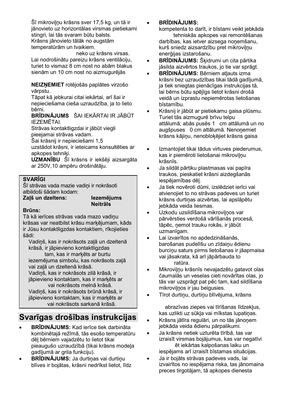 Svarīgas drońības instrukcijas | Gorenje GMO-25 DCB User Manual | Page 149 / 169