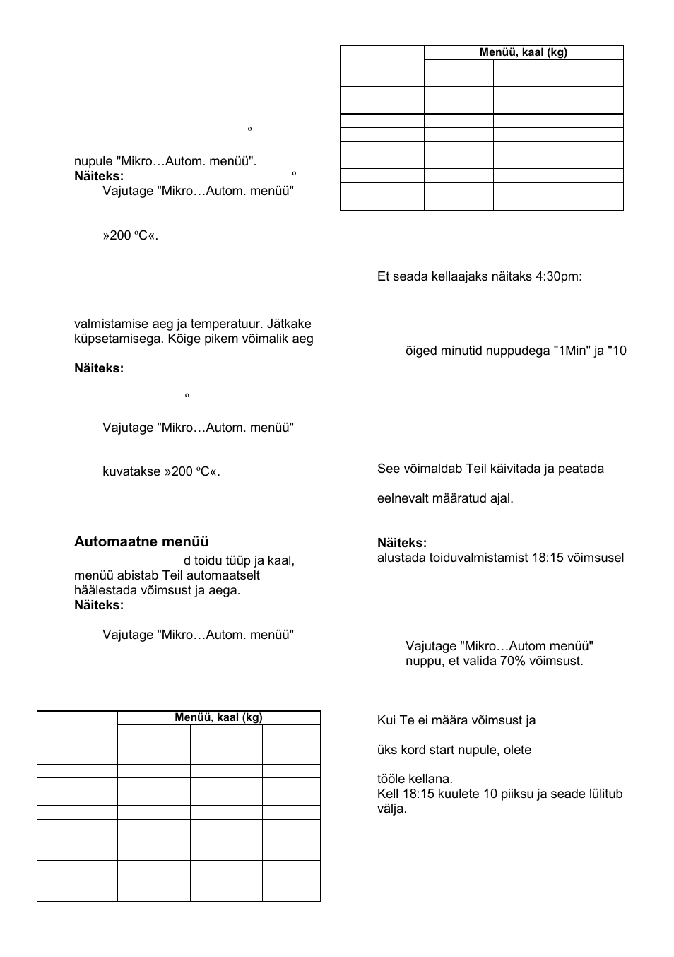 Konvektsiooniga toiduvalmistamine, Automaatne menüü, Kell | Taimer | Gorenje GMO-25 DCB User Manual | Page 168 / 169