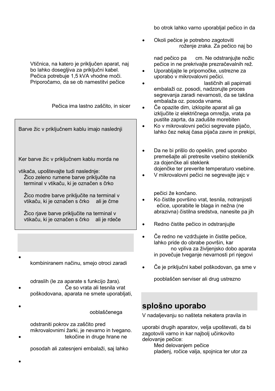 Pomembna varnostna navodila, Varnostna navodila za splońno uporabo | Gorenje GMO-25 DCB User Manual | Page 4 / 169