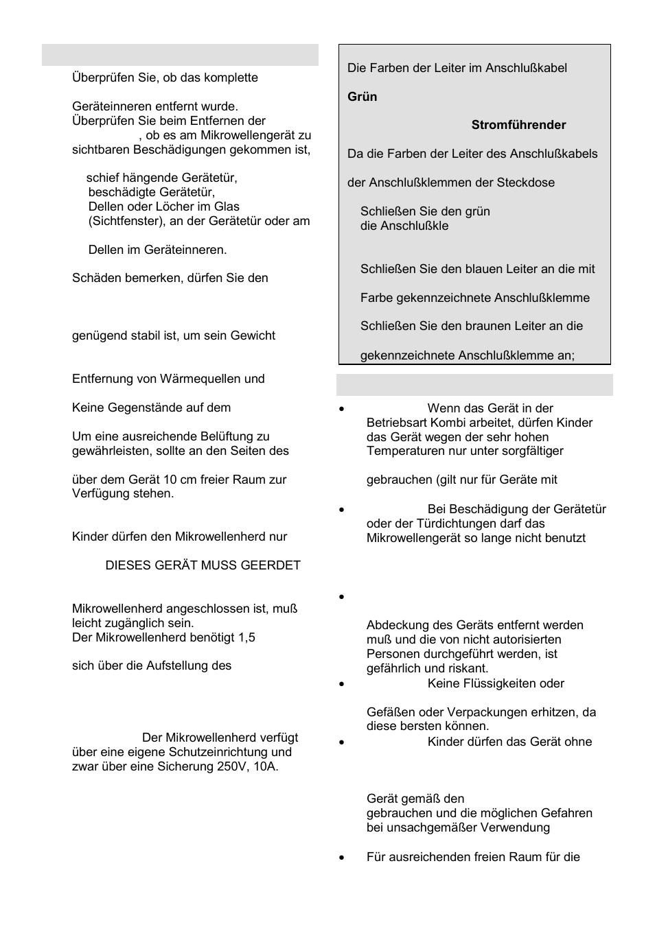 Aufstellung, Wichtige sicherheitshinweise | Gorenje GMO-25 DCB User Manual | Page 42 / 169