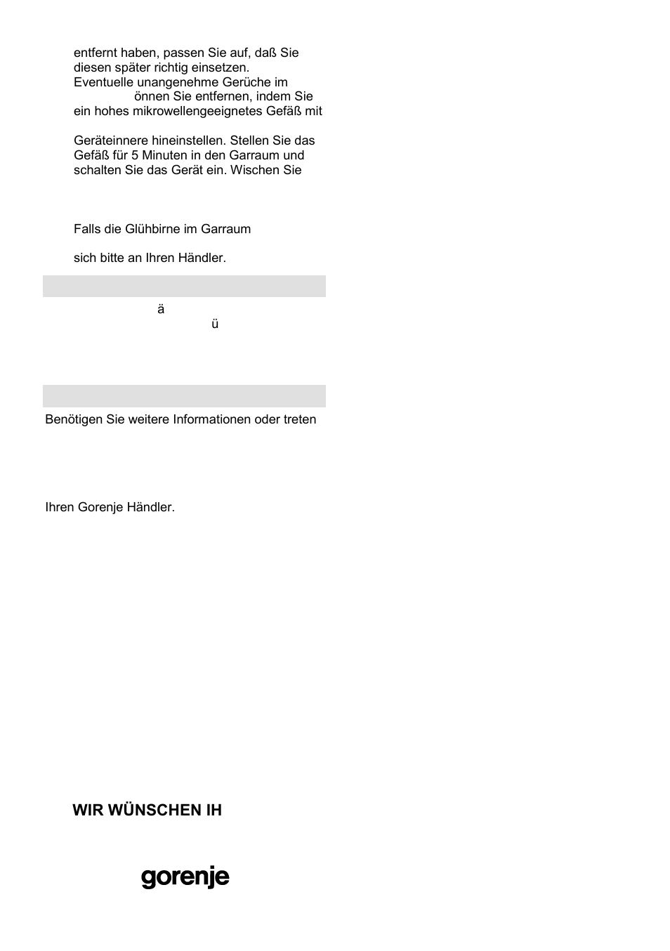 Umweltschutz, Garantie und kundendienst | Gorenje GMO-25 DCB User Manual | Page 49 / 169