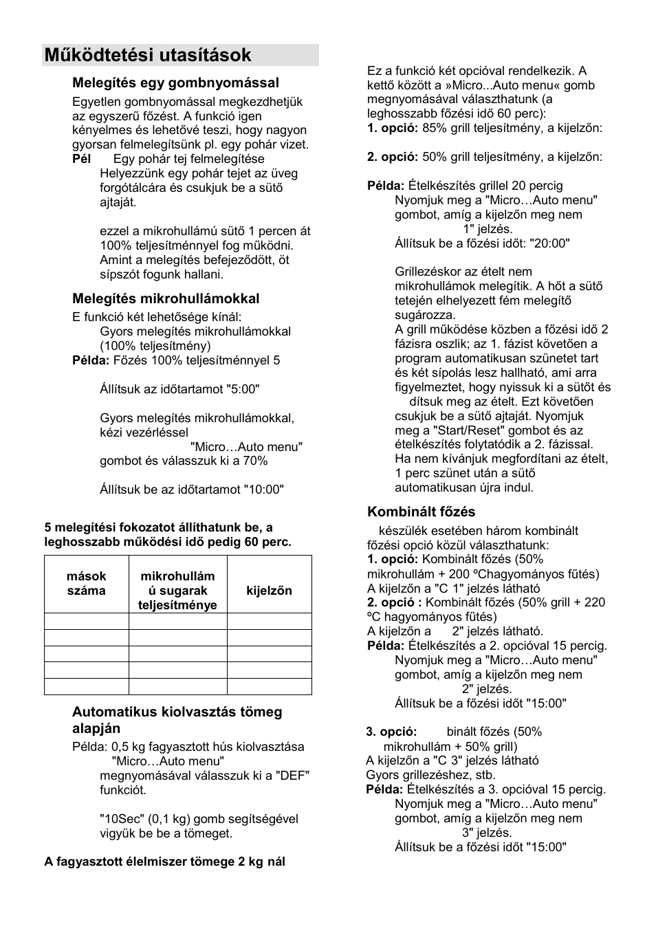 Működtetési utasítások | Gorenje GMO-25 DCB User Manual | Page 63 / 169