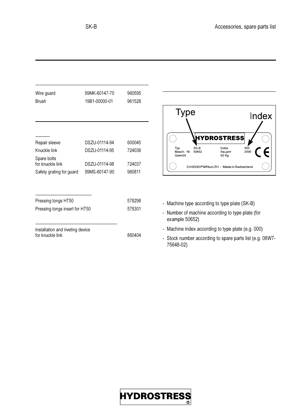 18 accessories, spare parts list | Diamond Products SK-B User Manual | Page 61 / 113