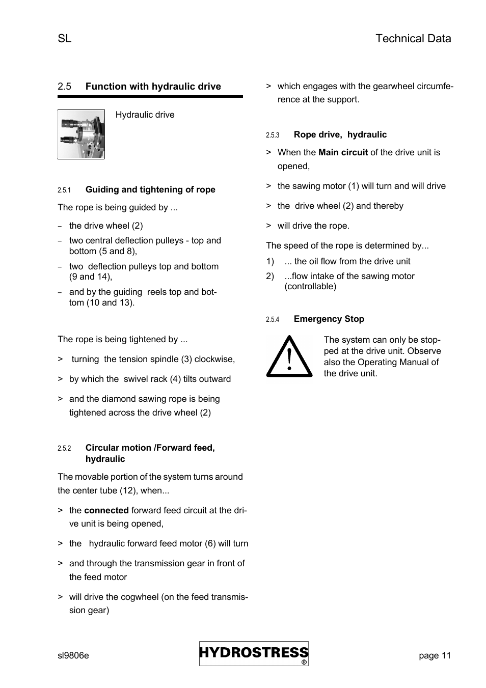 Sl technical data | Diamond Products SL User Manual | Page 11 / 41