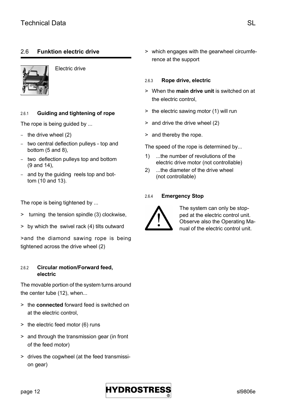 Technical data sl | Diamond Products SL User Manual | Page 12 / 41