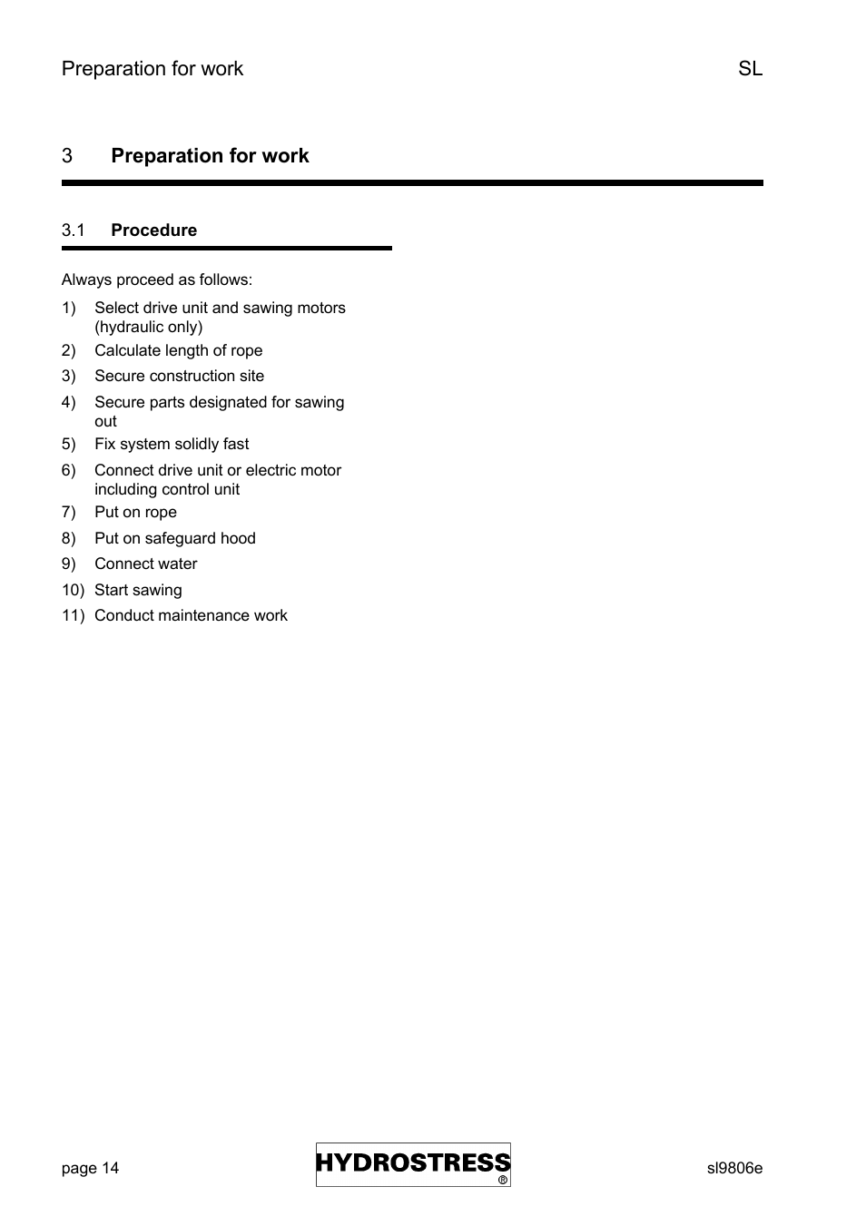 3preparation for work, Preparation for work sl | Diamond Products SL User Manual | Page 14 / 41