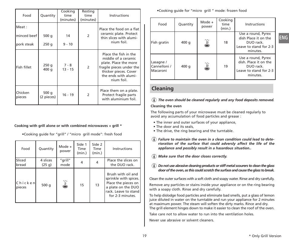 Cleaning | Moulinex COMPACT GRILL MW221031 User Manual | Page 19 / 80