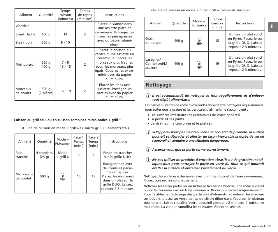 Nettoyage | Moulinex COMPACT GRILL MW221031 User Manual | Page 9 / 80