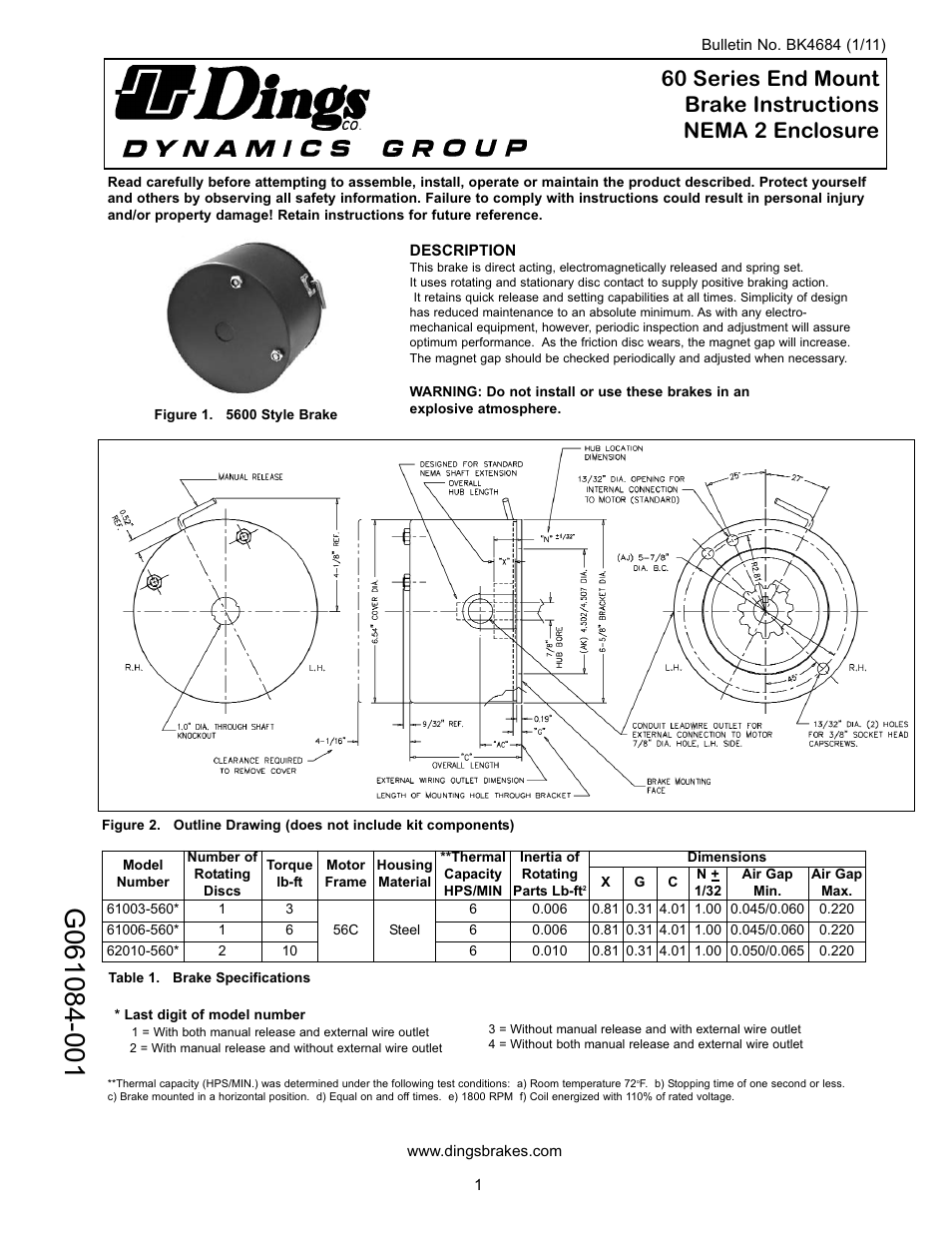 Dings Dynamics Group 5600 Style 56C - 145TC User Manual | 4 pages