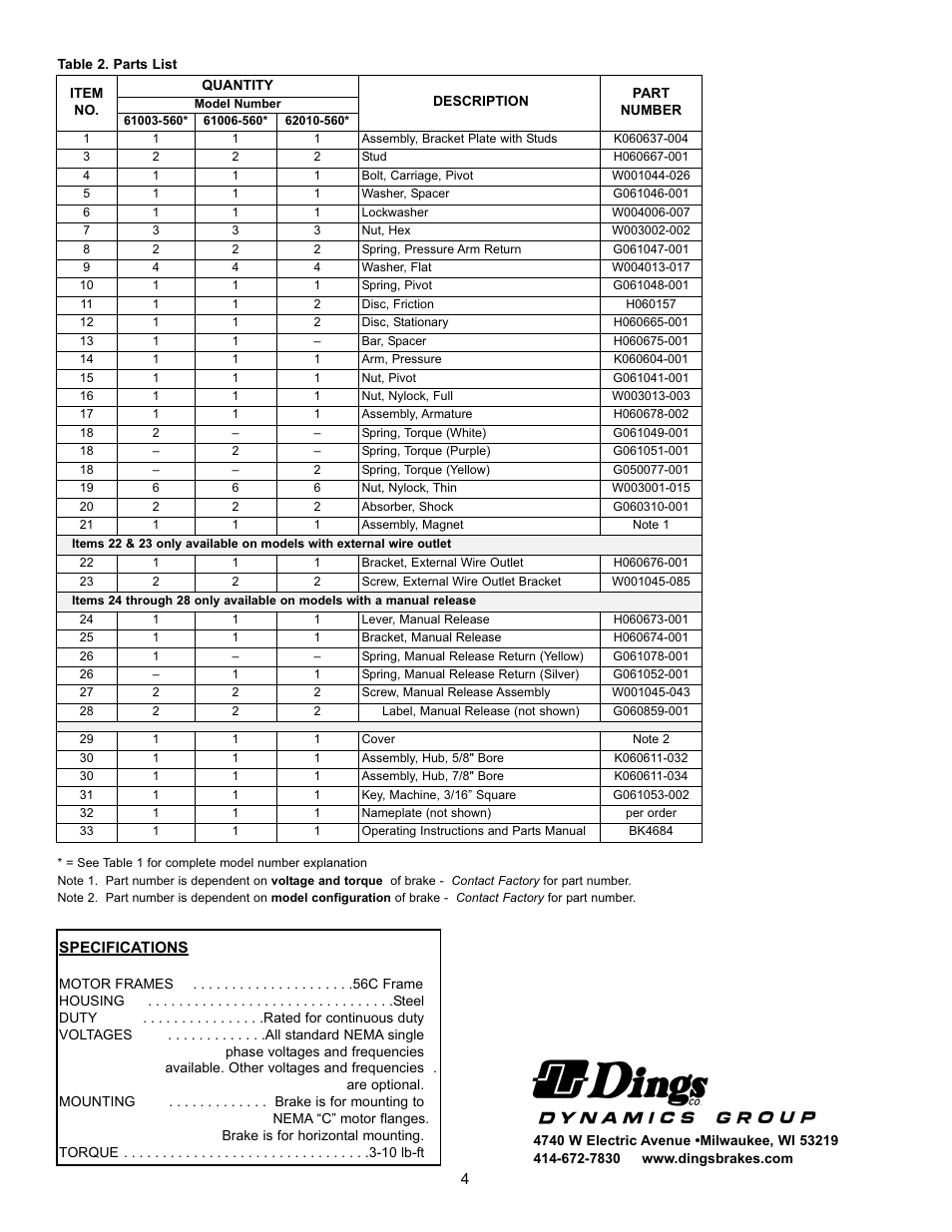 Dings Dynamics Group 5600 Style 56C - 145TC User Manual | Page 4 / 4