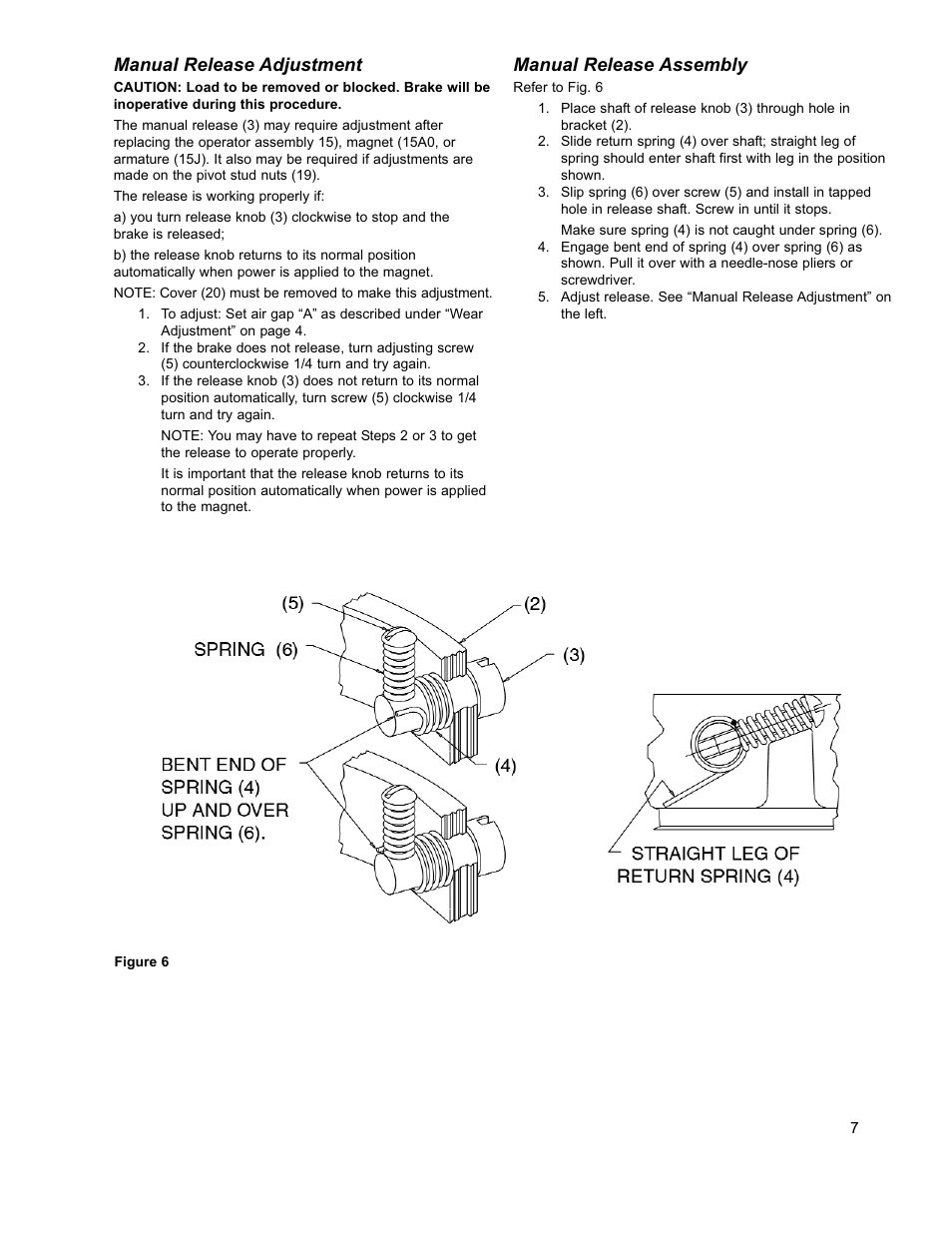 Manual release adjustment, Manual release assembly | Dings Dynamics Group 60 Series End Mount NEMA 2 User Manual | Page 7 / 12