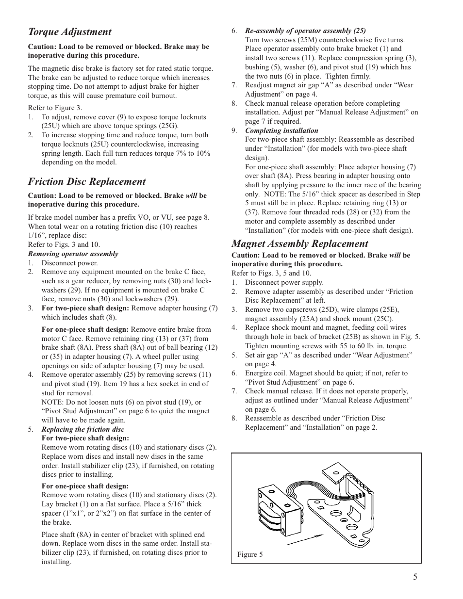 Torque adjustment, Friction disc replacement, Magnet assembly replacement | Dings Dynamics Group 60 Series Coupler NEMA 2 User Manual | Page 5 / 12