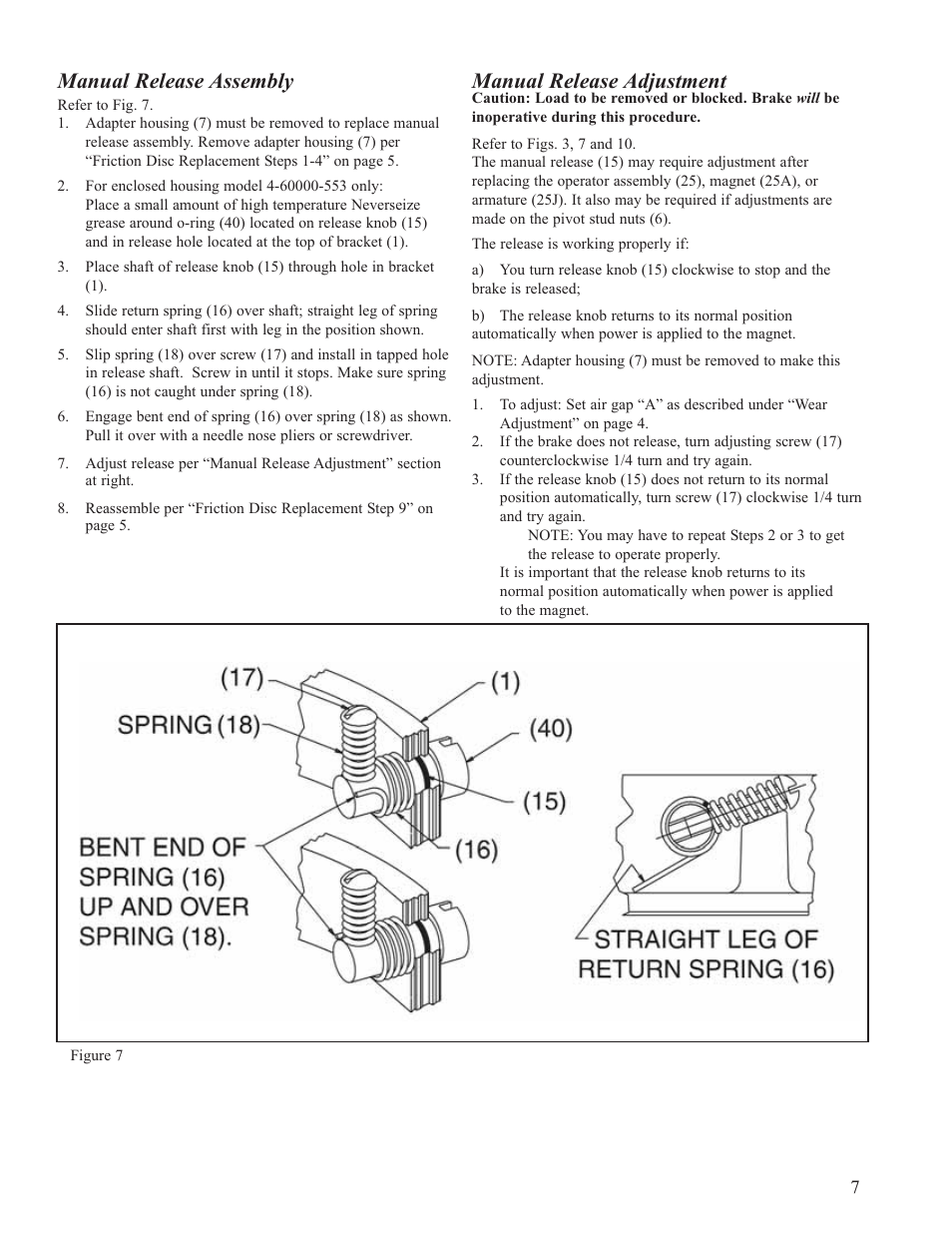 Manual release assembly, Manual release adjustment | Dings Dynamics Group 60 Series Coupler NEMA 2 User Manual | Page 7 / 12