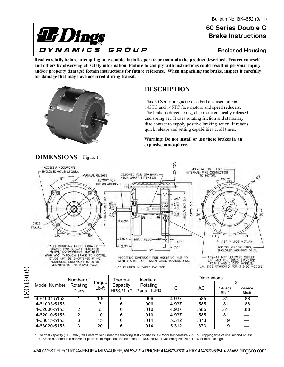 Dings Dynamics Group 60 Series Coupler NEMA 4 User Manual | 12 pages