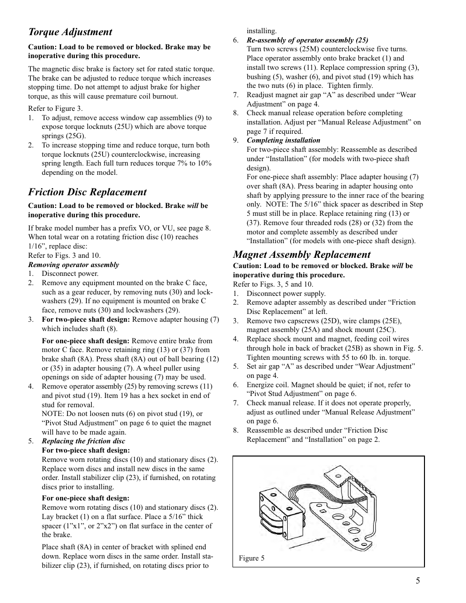 Torque adjustment, Friction disc replacement, Magnet assembly replacement | Dings Dynamics Group 60 Series Coupler NEMA 4 User Manual | Page 5 / 12