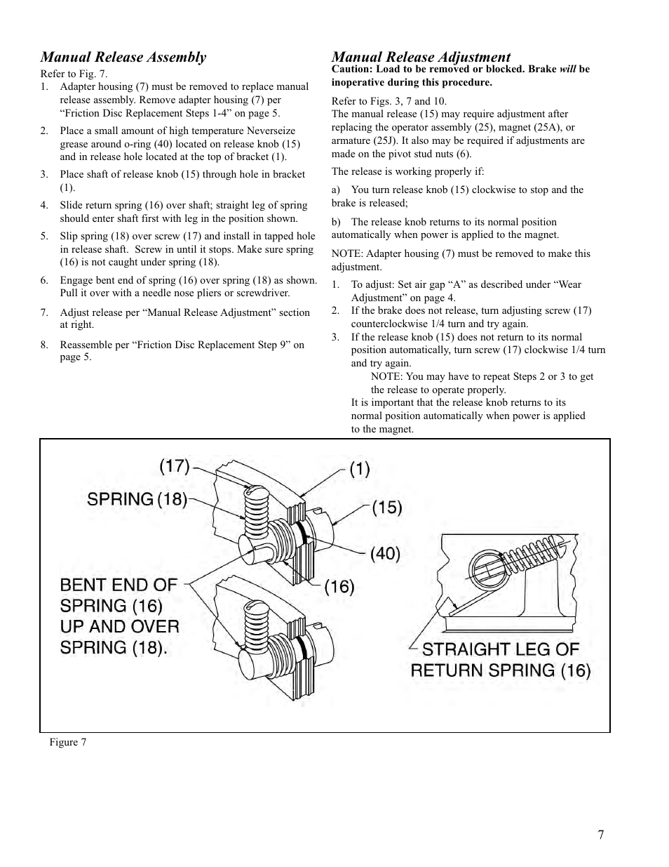 Manual release assembly, Manual release adjustment | Dings Dynamics Group 60 Series Coupler NEMA 4 User Manual | Page 7 / 12