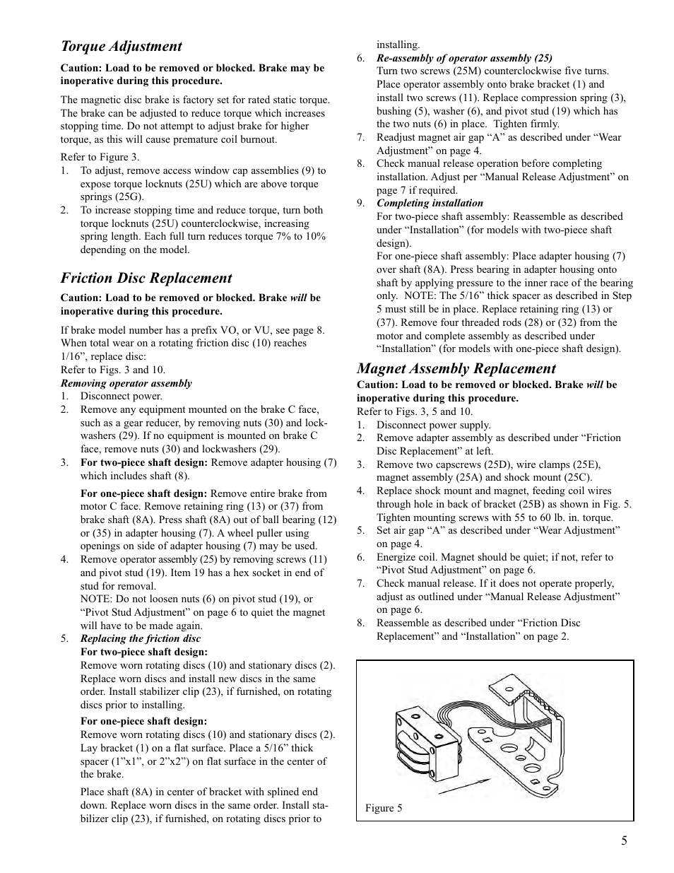 Torque adjustment, Friction disc replacement, Magnet assembly replacement | Dings Dynamics Group 60 Series Coupler NEMA 4X User Manual | Page 5 / 12