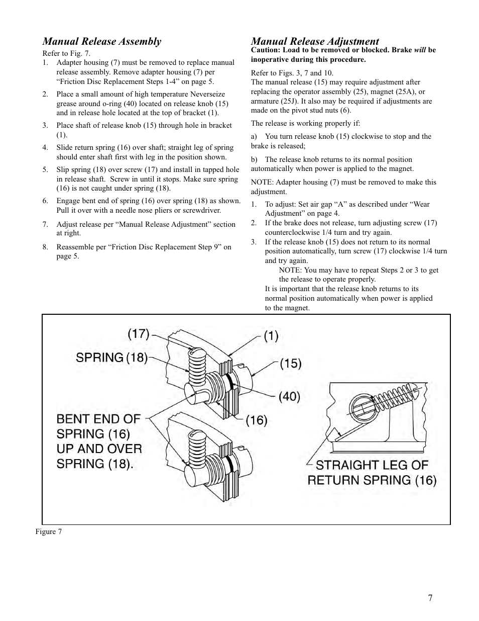 Manual release assembly, Manual release adjustment | Dings Dynamics Group 60 Series Coupler NEMA 4X User Manual | Page 7 / 12