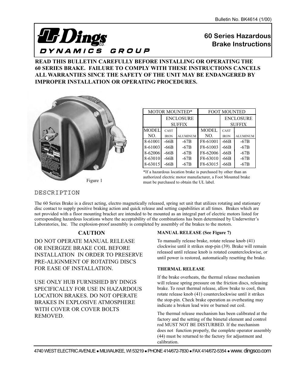 Dings Dynamics Group 60 Series Hazardous Location User Manual | 12 pages