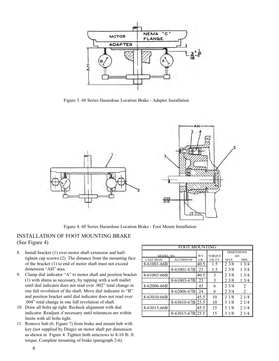 Installation of foot mounting brake (see figure 4) | Dings Dynamics Group 60 Series Hazardous Location User Manual | Page 6 / 12