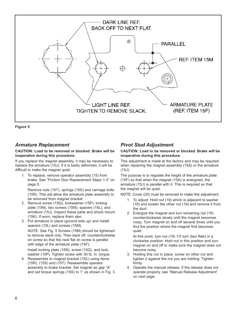 Armature replacement, Pivot stud adjustment | Dings Dynamics Group 1-70 Series180TC - 250TC User Manual | Page 6 / 12