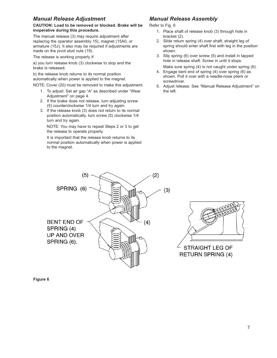 Manual release adjustment, Manual release assembly | Dings Dynamics Group 1-70 Series180TC - 250TC User Manual | Page 7 / 12