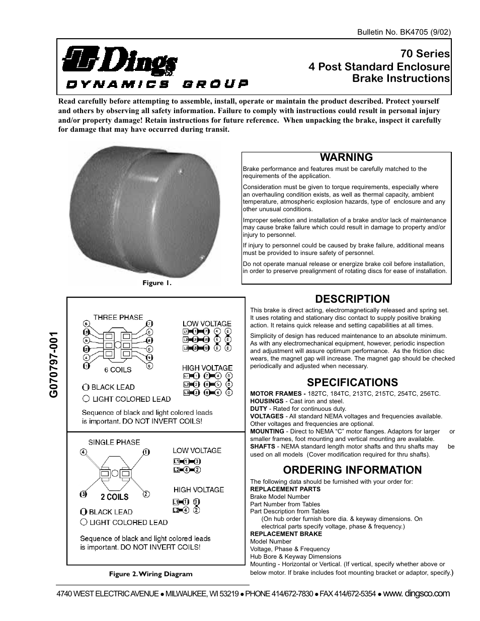 Dings Dynamics Group 70 Series End Mount NEMA 2 HEAVY DUTY User Manual | 4 pages