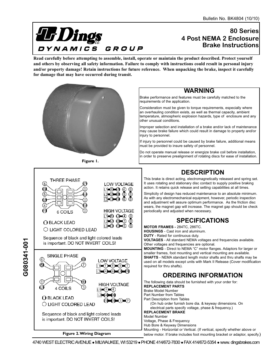 Dings Dynamics Group 80 Series End Mount NEMA 2 HEAVY DUTY User Manual | 4 pages