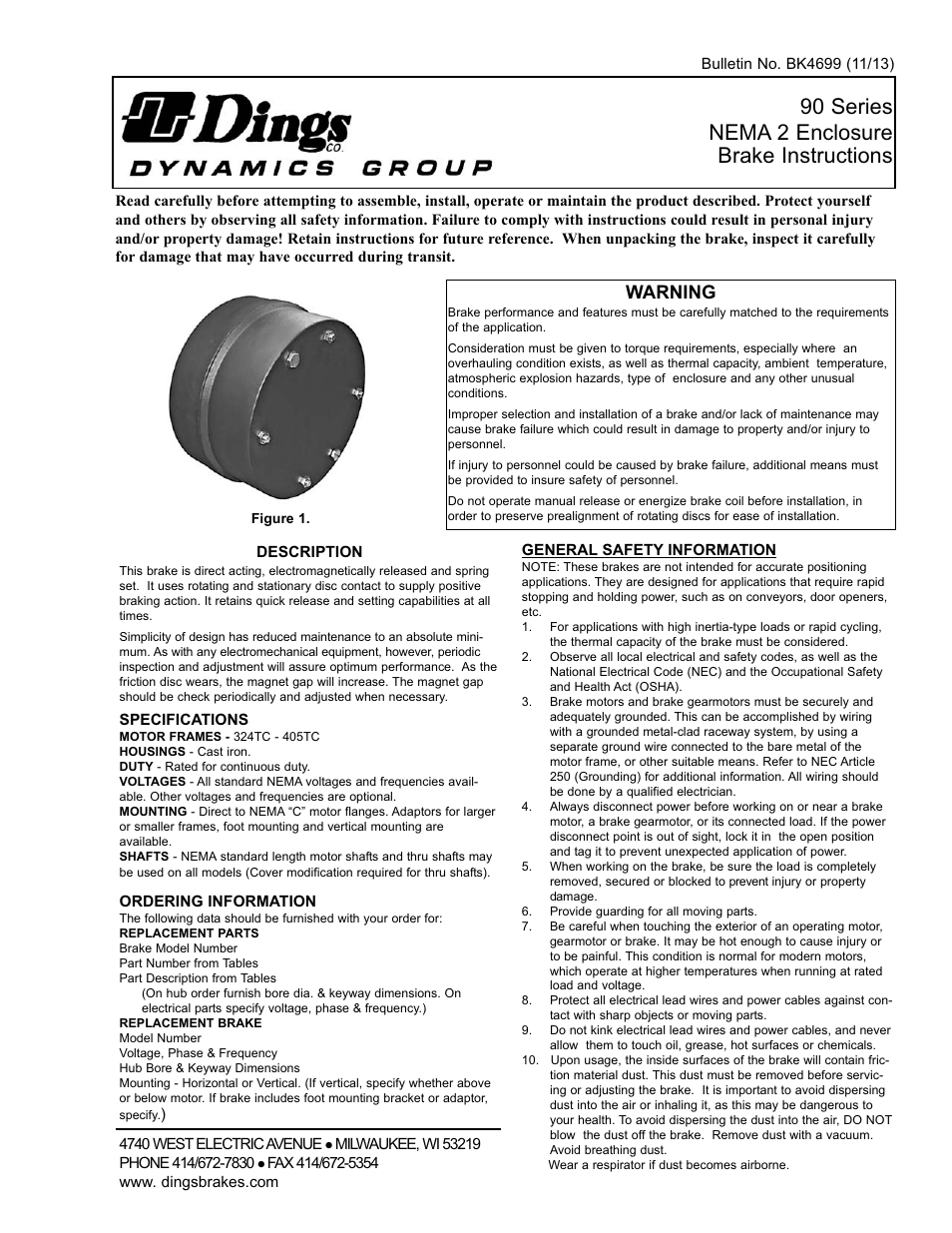 Dings Dynamics Group 90 Series End Mount NEMA 2 User Manual | 4 pages