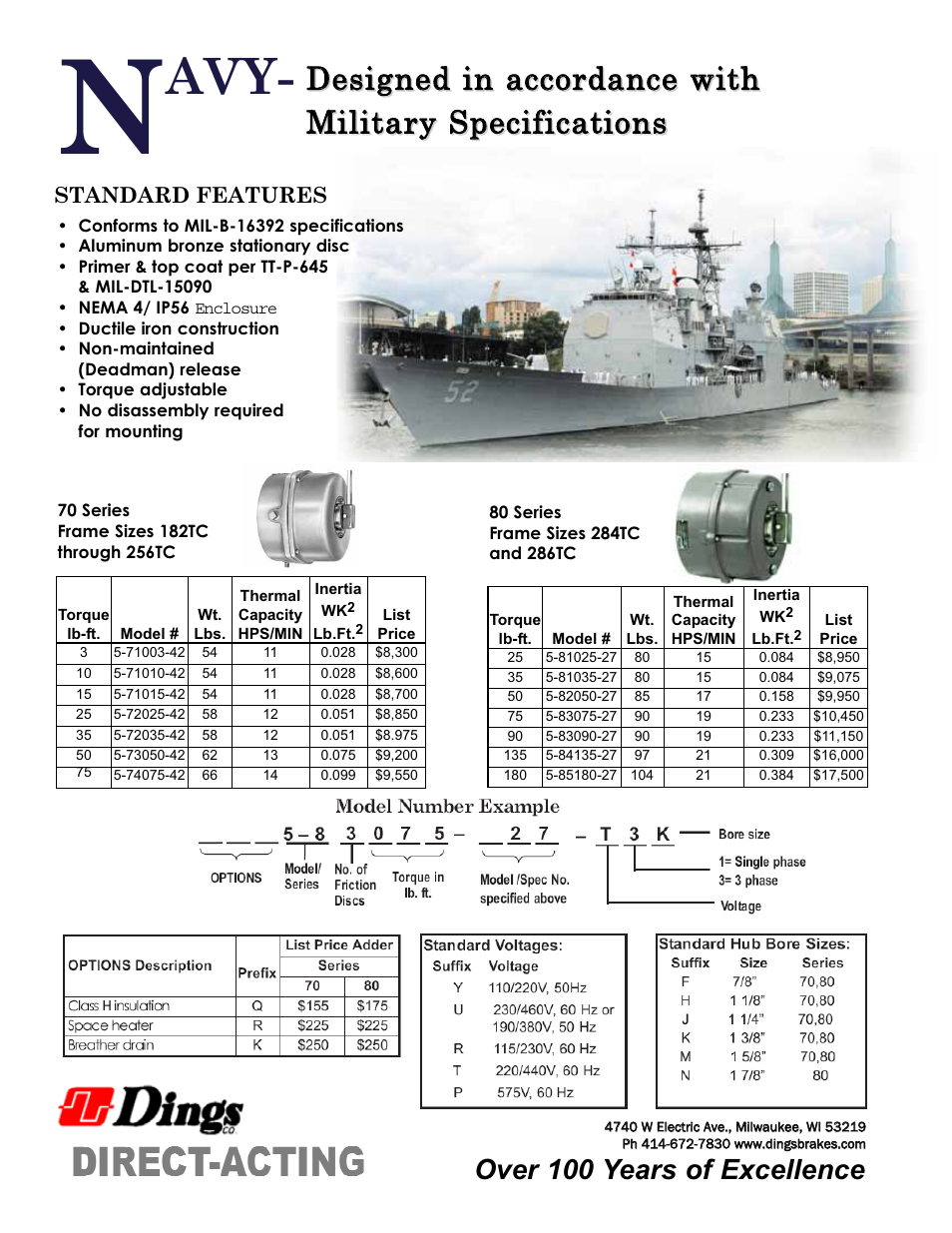 Navy, Over 100 years of excellence | Dings Dynamics Group 56C  405TC frame User Manual | Page 4 / 4