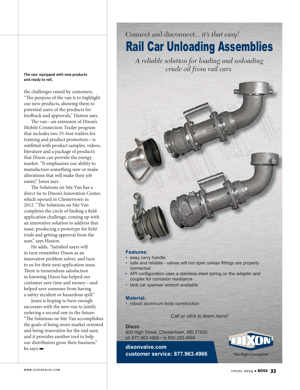 Rail car unloading assemblies | Dixon Valve SOS van User Manual | Page 2 / 2