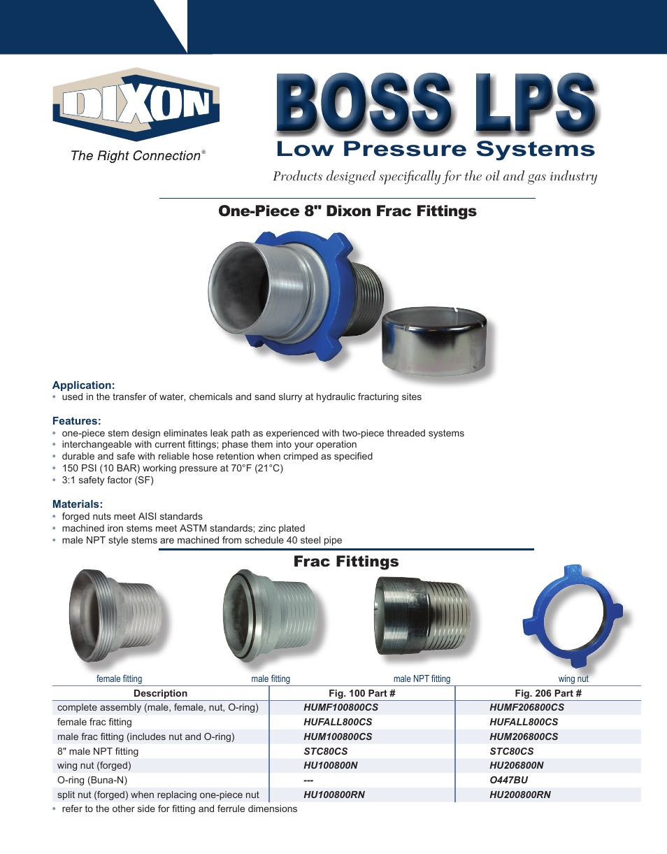 Dixon Valve One Piece 8 Frac Fitting" User Manual | 2 pages