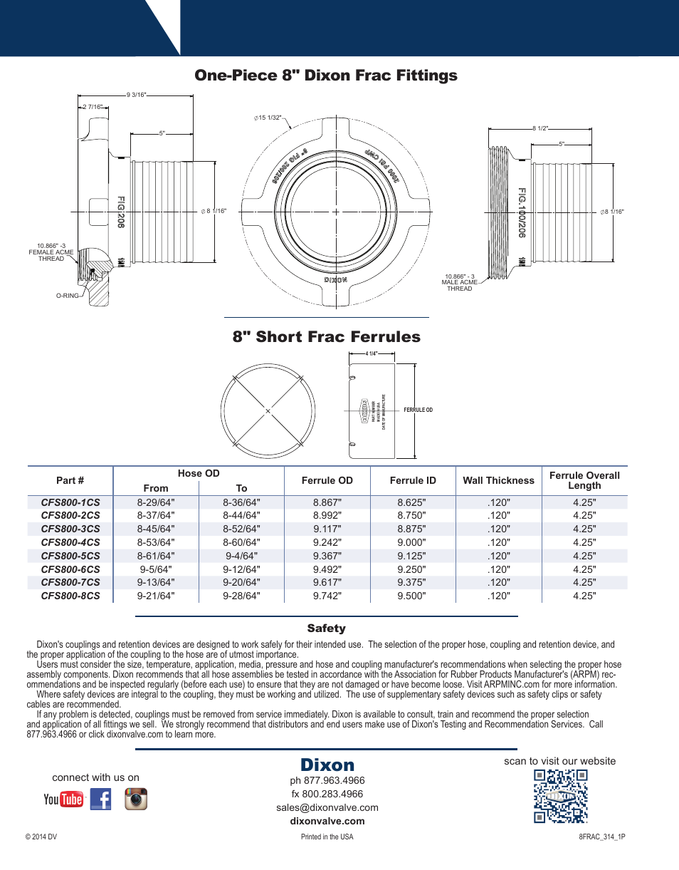 Dixon | Dixon Valve One Piece 8 Frac Fitting" User Manual | Page 2 / 2