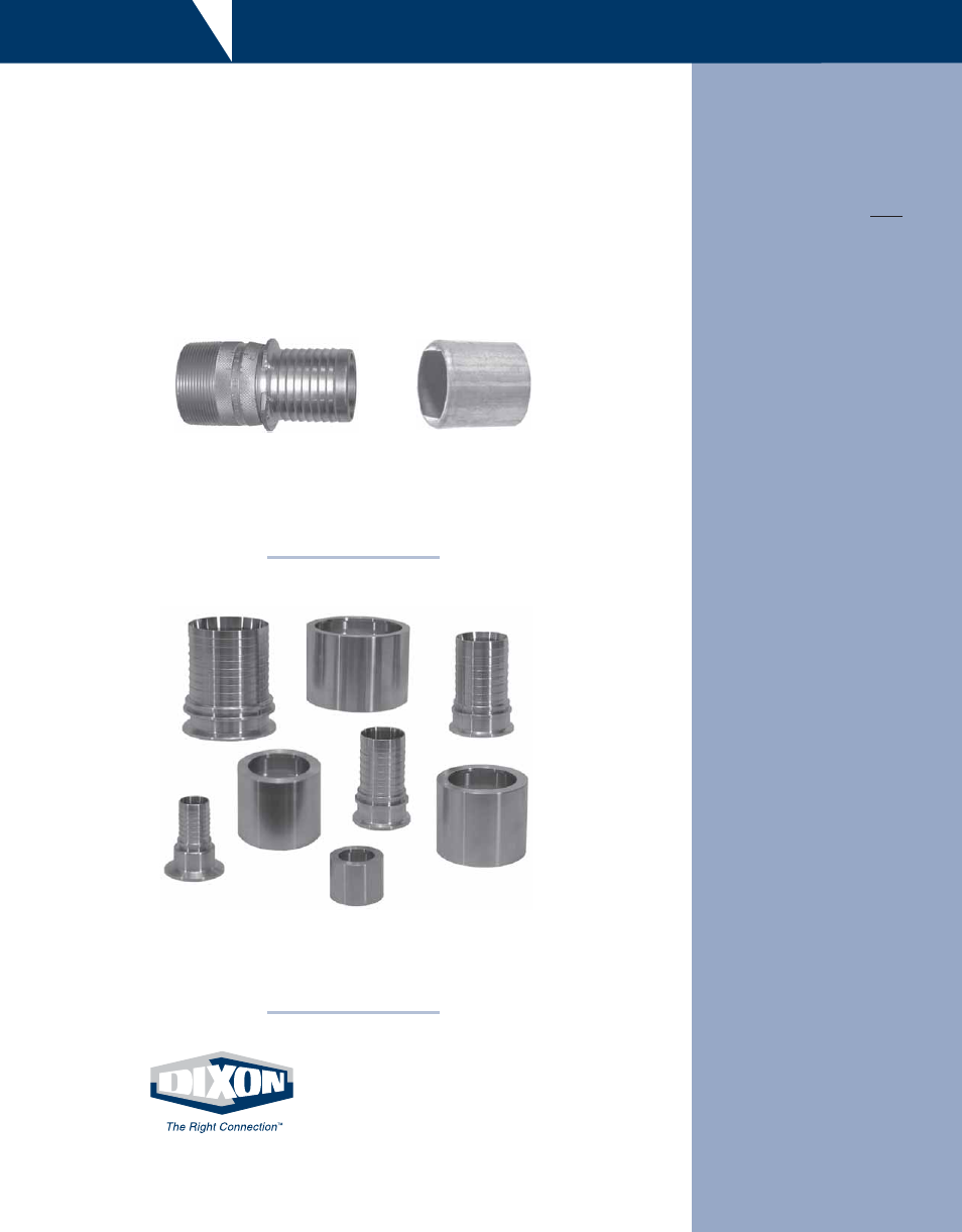 Holedall crimp fittings and ferrules, Dixon, Sanitary fittings | Dixon Valve CM400 crimper User Manual | Page 2 / 2