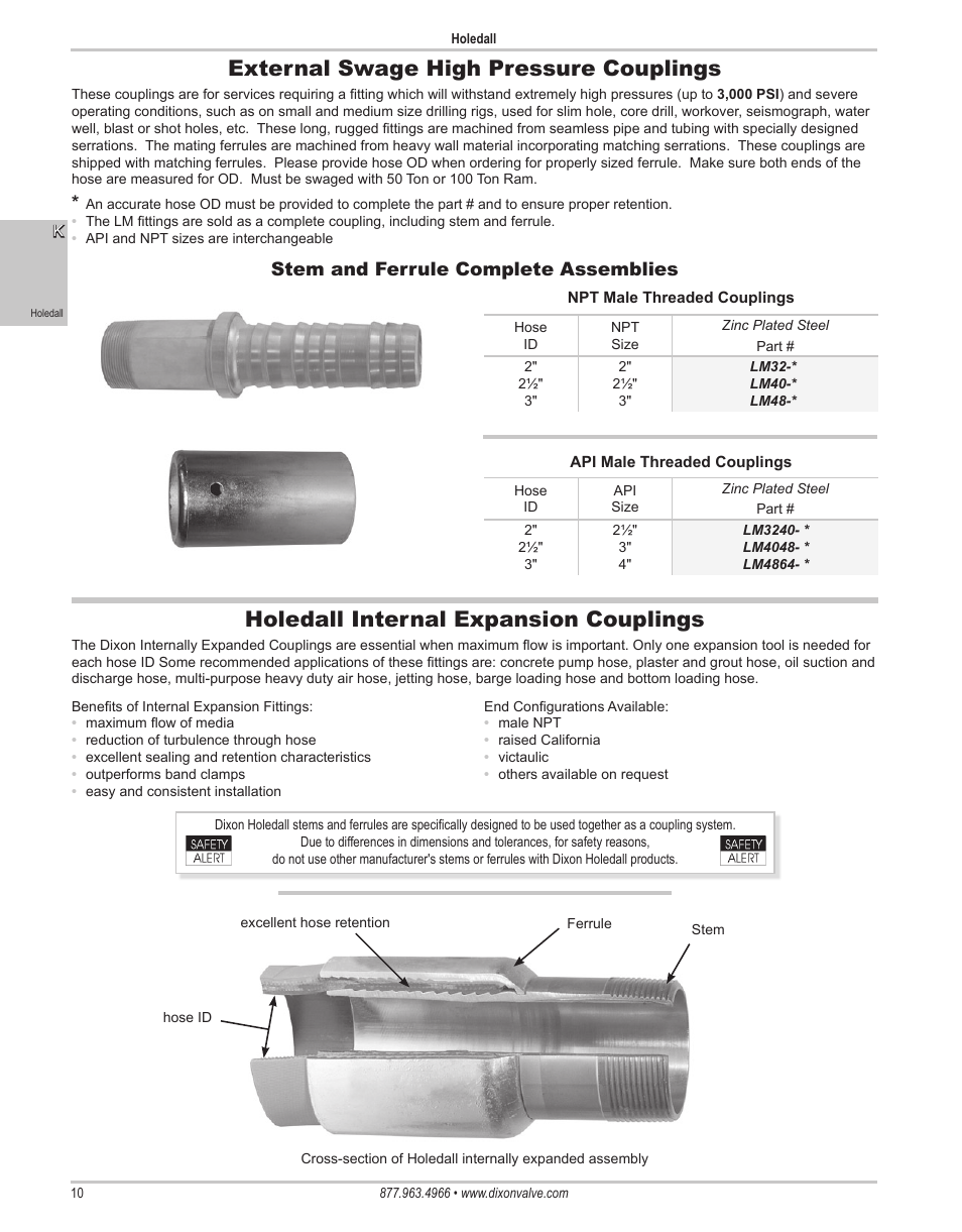 Stem and ferrule complete assemblies | Dixon Valve 25 TON RAM SEC01 Holedall Fittings User Manual | Page 10 / 35