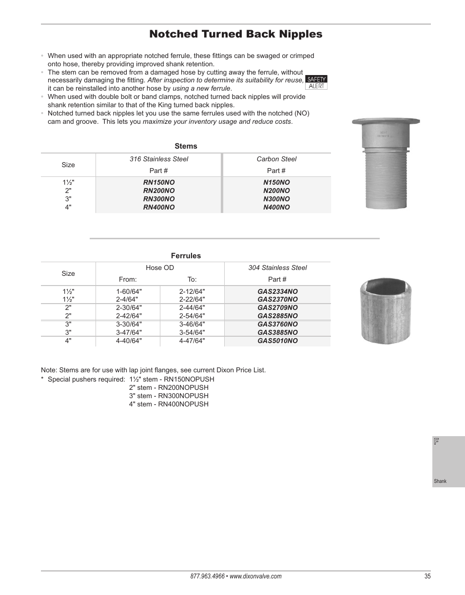 Notched turned back nipples | Dixon Valve 25 TON RAM Complete Manual User Manual | Page 37 / 89