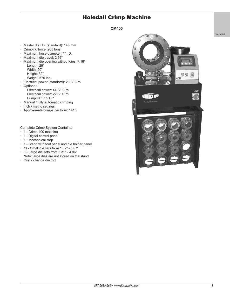 Holedall crimp machine | Dixon Valve 25 TON RAM Complete Manual User Manual | Page 5 / 89