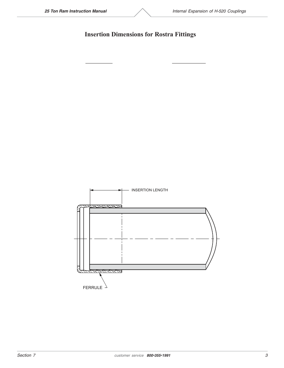 Insertion dimensions for rostra fittings | Dixon Valve 25 TON RAM Complete Manual User Manual | Page 69 / 89