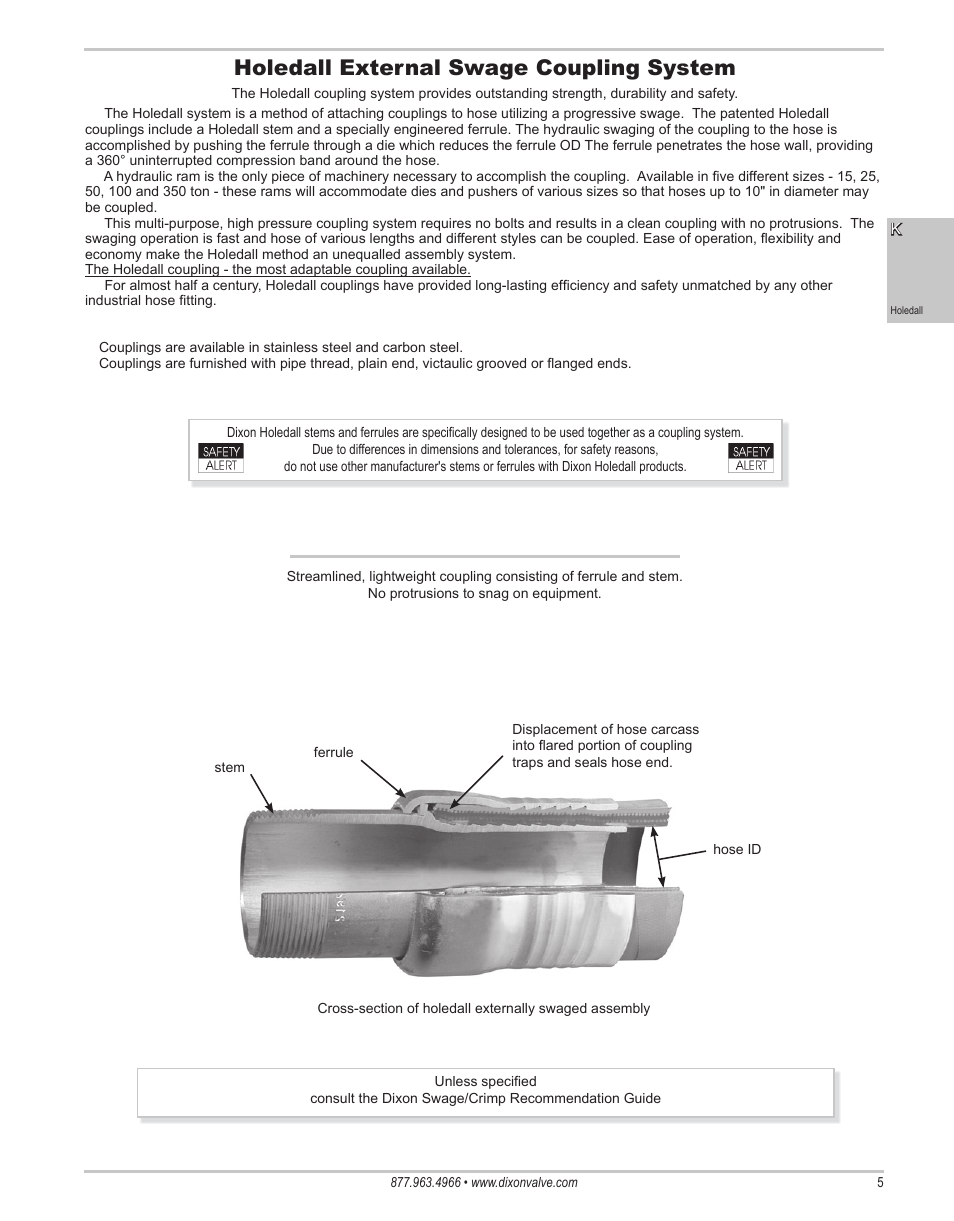 Holedall external swage coupling system | Dixon Valve 25 TON RAM Complete Manual User Manual | Page 7 / 89